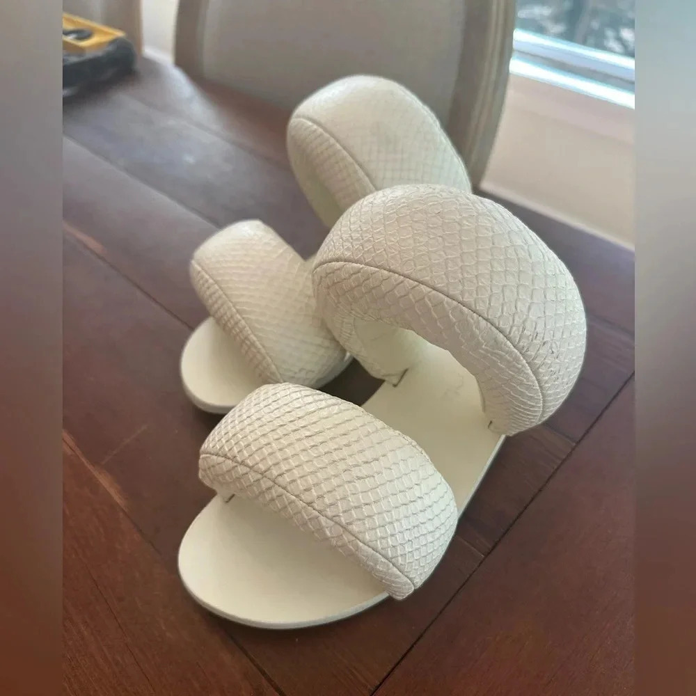 Cult Gaia X Room Pillow Snake-Embossed Leather Sandals